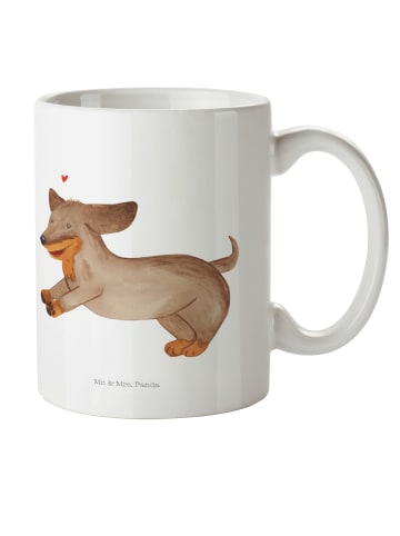 Mr. & Mrs. Panda Pott Hund Dackel ohne Spruch in Weiß