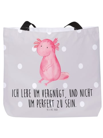 Mr. & Mrs. Panda Shopper Axolotl Niedlich mit Spruch in Grau Pastell