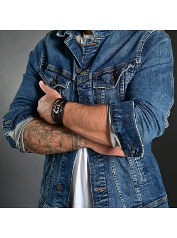 Adeliás Unisex Armband aus Leder 22,5 cm in schwarz