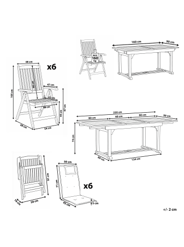 Beliani 13-tlg Gartentisch Set AMANTEA in Braun/Beige