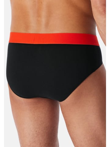 Schiesser Rio Slip / Unterhose 95/5 Cotton in Schwarz / orange / beige