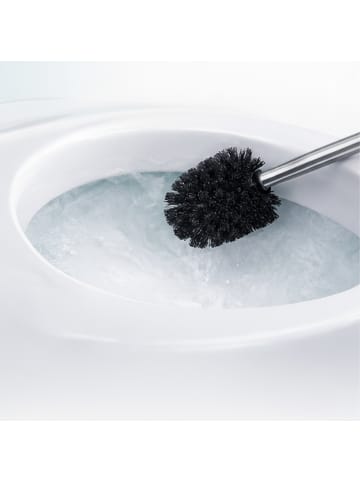relaxdays 6-tlg. WC-Bürste-Set in Schwarz/ Silber - (L)35,5 x (Ø)8 cm