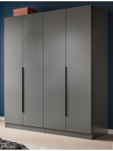 Inn.Furn Kleiderschrank grau 4-türig 160 x 181 cm, Drehtürenschrank mit Kleiderstange