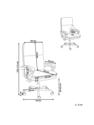 Beliani Chefsessel SERENE in Beige/Schwarz - (W) 70 x (H) 105 x (L) 70 cm
