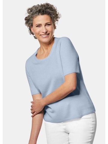 GOLDNER Kurzgröße: Feinstrickpullover mit Rundhals in hellblau