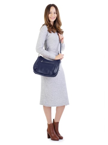 Samantha Look Umhängetasche echt Leder in blau