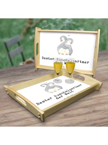 Mr. & Mrs. Panda serviertablett holz Pinguin Bester Kuschelpartn... in Weiß