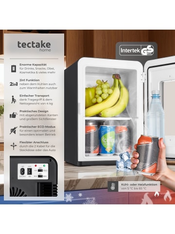 tectake Tragbarer 2 in 1 Mini-Kühlschrank, 27 x 31 x 41 cm