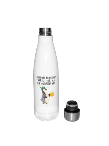 Mr. & Mrs. Panda Thermosflasche Pinguin Bier mit Spruch in Weiß