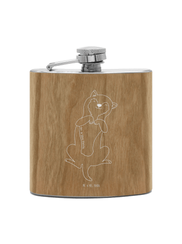 Mr. & Mrs. Panda Flachmann Edelstahl Hund Streicheln ohne Spruch in Braun