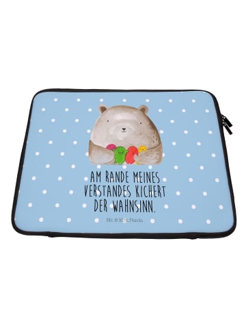 Mr. & Mrs. Panda Laptop Tasche Bär Gefühl mit Spruch in Blau Pastell