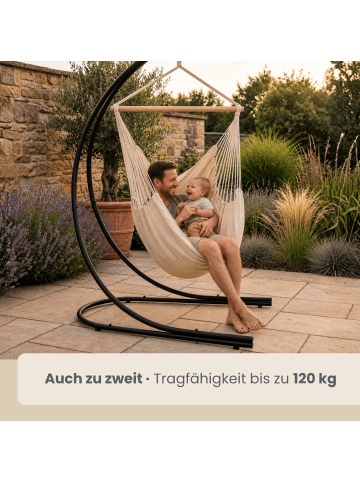 AMANKA XXL Hängestuhlgestell + Hängesessel Key West in Beige