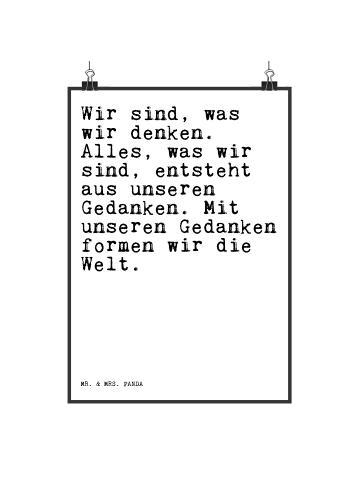 Mr. & Mrs. Panda Wandbild Wir sind, was wir... mit Spruch in Weiß