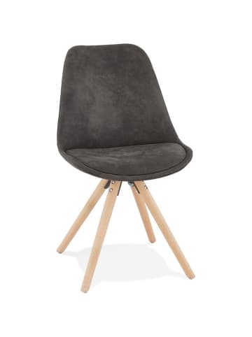 KADIMA DESIGN Esszimmerstuhl Mikrofaser Naturholz, Rustikaler Polsterstuhl in Anthrazit-Beige