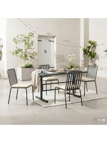 home24 Gartenessgruppe Kuna 5-teilig Typ A in Anthrazit