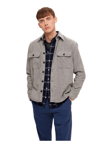SELECTED HOMME Hemd SLHMASON-TWILL OVERSHIRT in Grau
