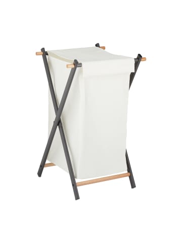 relaxdays Wäschekorb in Creme/ Anthrazit - (B)45 x (H)71 x (T)42 cm