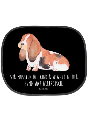 Mr. & Mrs. Panda Sonnenblende Auto Hund Basset Hound mit Spruch in Schwarz