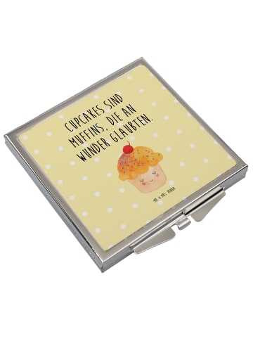 Mr. & Mrs. Panda Schminkspiegel Cupcake mit Spruch in Gelb Pastell
