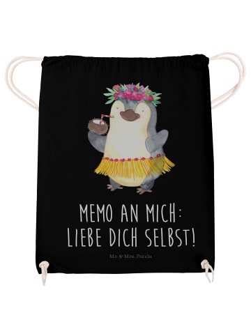 Mr. & Mrs. Panda Sportbeutel Pinguin Kokosnuss mit Spruch in Schwarz