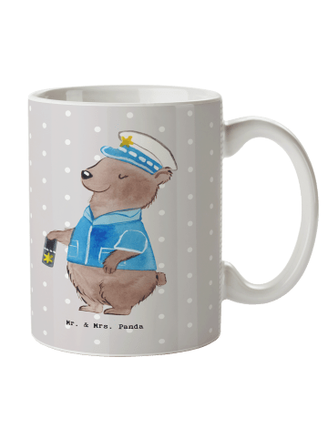 Mr. & Mrs. Panda Tasse Polizeivollzugsbeamtin Herz ohne Spruch in Grau Pastell