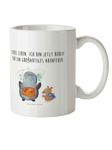 Mr. & Mrs. Panda Kindertasse Pinguin & Maus Wanderer mit Spruch in Weiß