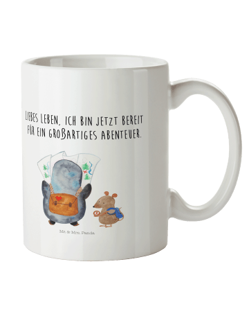 Mr. & Mrs. Panda Tasse Pinguin & Maus Wanderer mit Spruch in Weiß