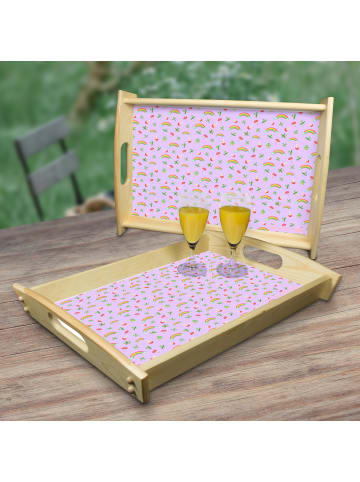 Mr. & Mrs. Panda serviertablett aus holz Blume Kleeblatt ohne Sp... in Violett