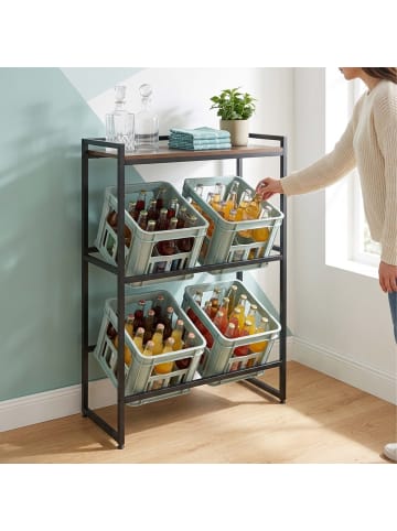 relaxdays Getränkekistenregal in Braun/ Schwarz - (B)104 x (H)117 x (T)32 cm
