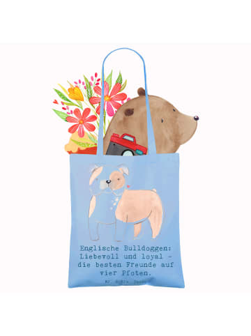 Mr. & Mrs. Panda Tragetasche Englische Bulldogge Freunde mit Spruch in Sky Blue
