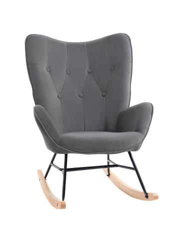 HOMCOM Schaukelsessel-65B x 70T x 96H cm-Dunkelgrau+Natur