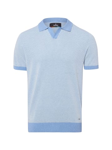 Ragman Strickpoloshirt in hellblau ecru - 0001
