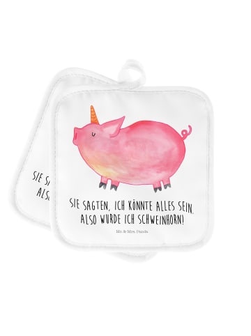 Mr. & Mrs. Panda Topfuntersetzer Einhorn Schwein mit Spruch in Weiß