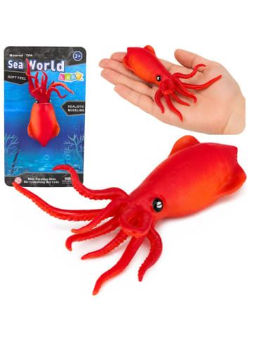LEAN TOYS Tintenfisch-Gummifigur, dehnbar, realistisches Meerestier, 18 cm