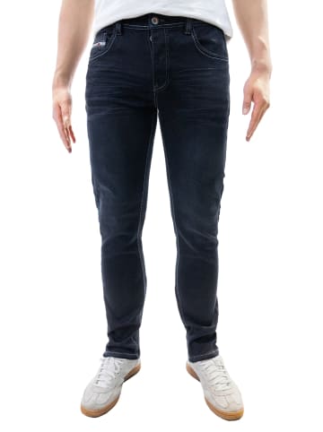 Jaylvis Regular Denim Jeans mit Kontrastnähten und Falten in Dunkelblau