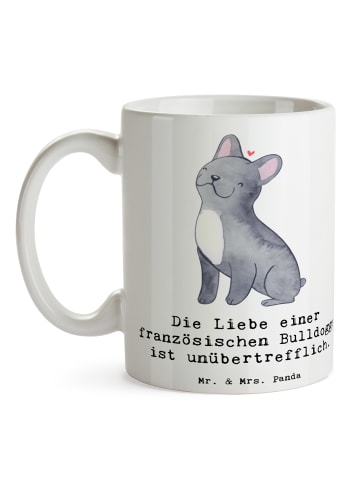 Mr. & Mrs. Panda Pott Französische Bulldogge Liebe mit Spruch in Weiß