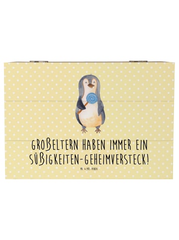 Mr. & Mrs. Panda Holzkiste Großeltern Süßigkeiten mit Spruch in Gelb Pastell