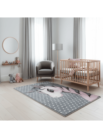 KADIMA DESIGN Teppich Kinder Einhorn Polypropylen saugroboter Kurzflor Kinderzimmer