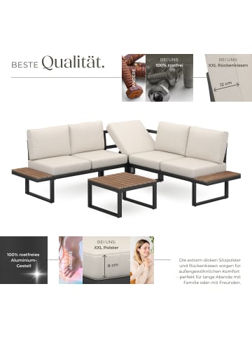 tectake Aluminium Garten-Lounge-Set Eliar höhenverstellbare Ausgleichsschrauben, schwarz