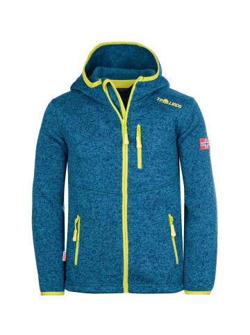 Trollkids Kapuzen Fleecejacke "Jondalen XT" in Petrolblau/Lime