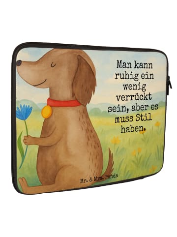 Mr. & Mrs. Panda Laptop Tasche Hund Blume Design mit Spruch in Weiß