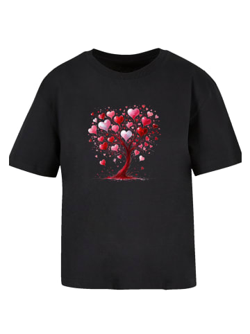F4NT4STIC Everyday Tee Herz Baum Aquarell Druck in schwarz