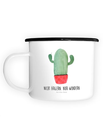 Mr. & Mrs. Panda XL Emaille Tasse Kaktus Wut mit Spruch in Weiß