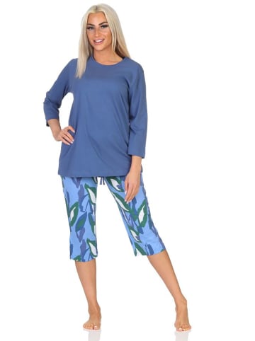 NORMANN Kurzarm Schlafanzug Capri Pyjama in marine