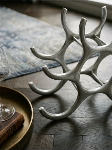 KADIMA DESIGN Design Aluminium Weinregal 6 Flaschen in Silber 29x24x14 cm,