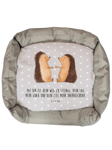 Mr. & Mrs. Panda Katzenbett Igel Liebe mit Spruch in Grau Pastell