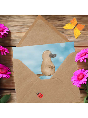 Mr. & Mrs. Panda Glückwunschkarte Schnabeltier Mut mit Spruch in OZeichenanblue