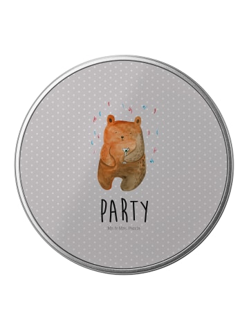 Mr. & Mrs. Panda Blechdose rund Bär Party mit Spruch in Grau Pastell