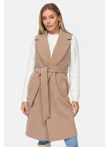 Threadbare Langweste THB Suhail belted formall Coat in Stone
