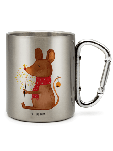 Mr. & Mrs. Panda Outdoor Tasse Maus Weihnachten ohne Spruch in Silber